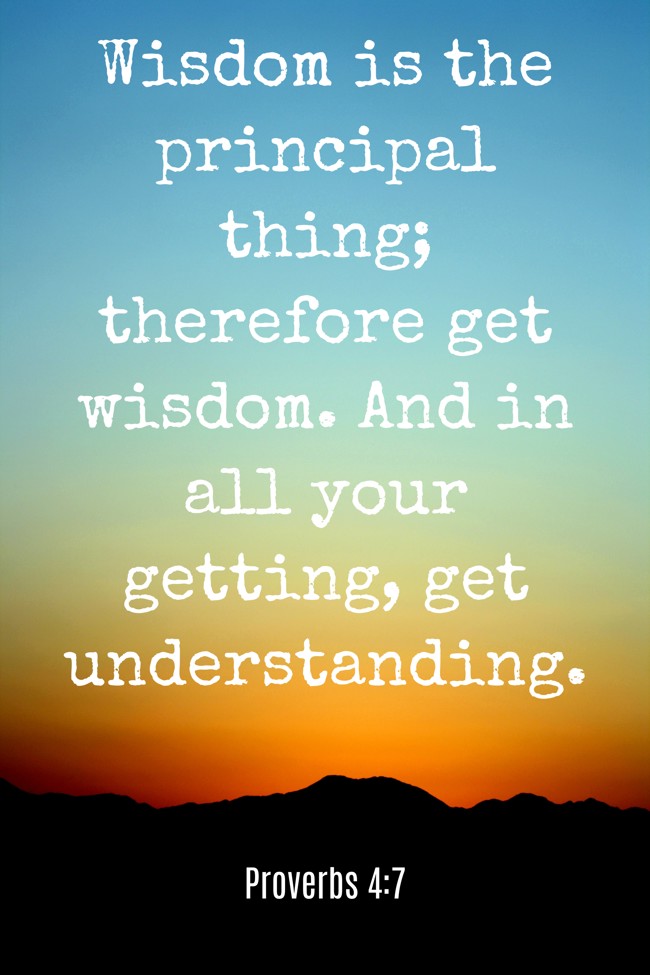 Wisdom is the principal thing; therefore get wisdom. And in all your getting, get understanding. - Proverbs 4:7