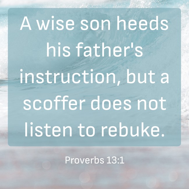 A wise son heeds his father's instruction, but a scoffer does not listen to rebuke. - Proverbs 13:1