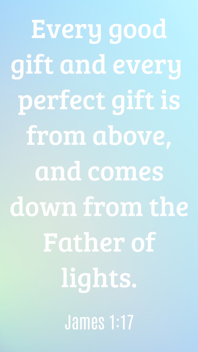 Every good gift and every perfect gift is from above, and comes down from the Father of lights. - James 1:17