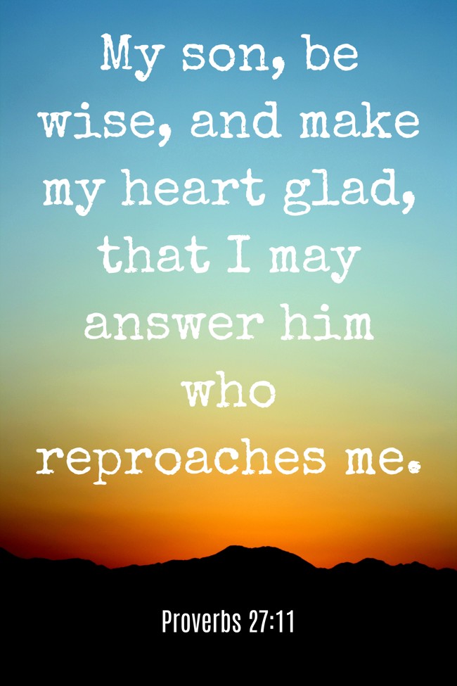 My son, be wise, and make my heart glad, that I may answer him who reproaches me. - Proverbs 27:11