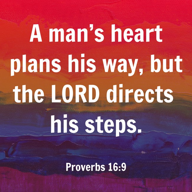 A man’s heart plans his way, but the LORD directs his steps. - Proverbs 16:9