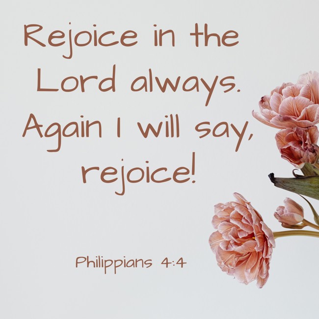 Rejoice in the Lord always. Again I will say, rejoice! - Philippians 4:4