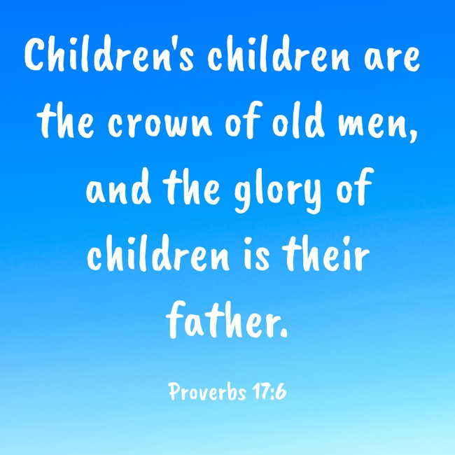  Children's children are the crown of old men, and the glory of children is their father.   - Proverbs 17:6 