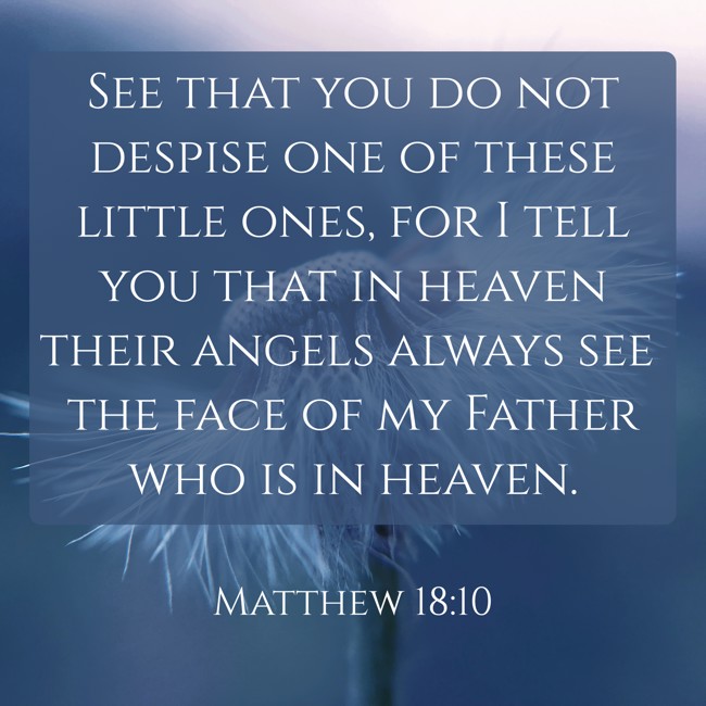  See that you do not despise one of these little ones, for I tell you that in heaven their angels always see the face of my Father who is in heaven.   - Matthew 18:10 