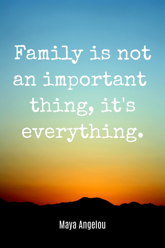  Family is not an important thing, it's everything. - Maya Angelou 