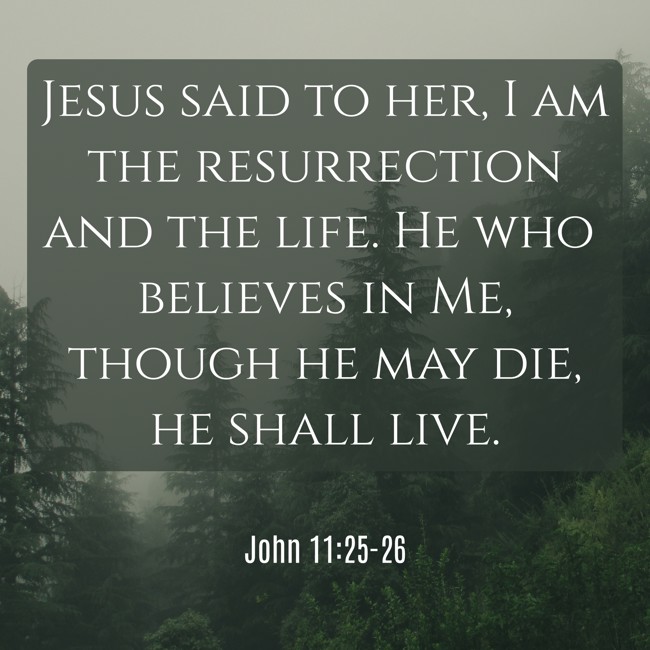 Jesus said to her, I am the resurrection and the life. He who believes in Me, though he may die, he shall live. - John 11:25-26