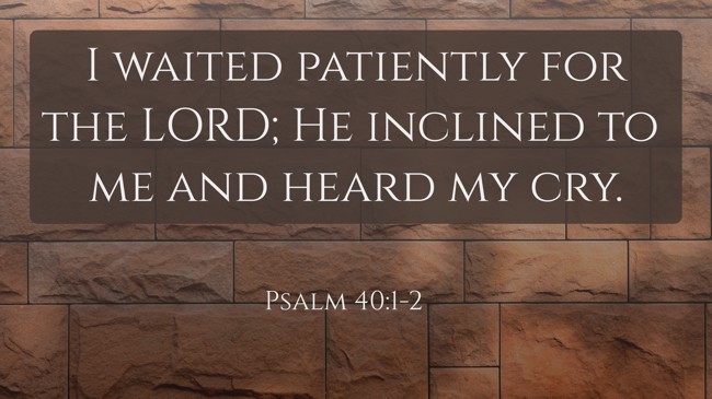 I waited patiently for the LORD; He inclined to me and heard my cry. - Psalm 40:1-2