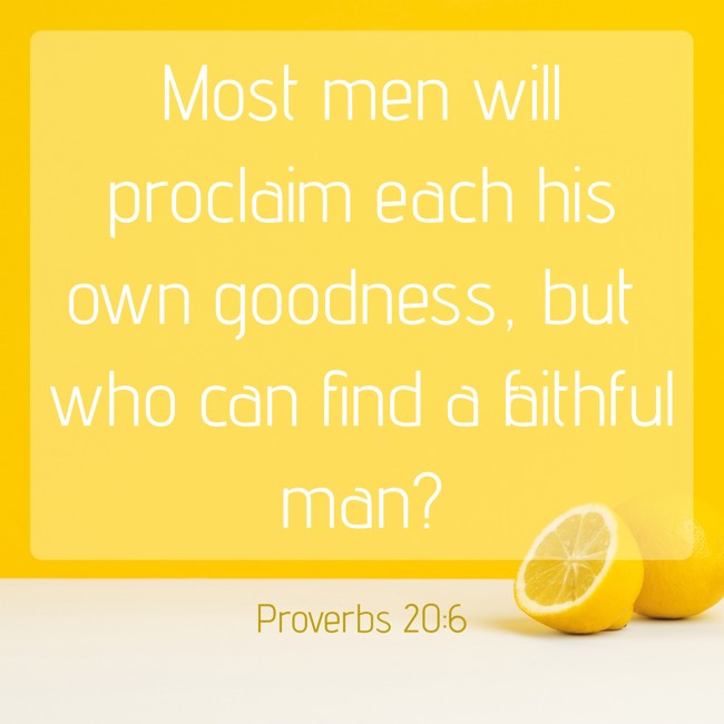 Most men will proclaim each his own goodness, but who can find a faithful man? - Proverbs 20:6