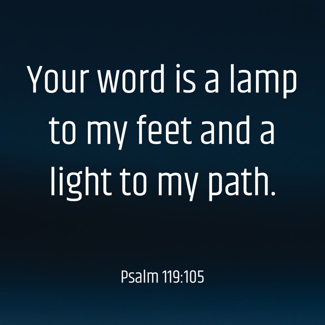  Your word is a lamp to my feet and a light to my path.   - Psalm 119:105 