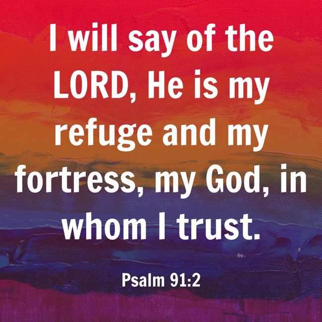 I will say of the LORD, He is my refuge and my fortress, my God, in whom I trust. - Psalm 91:2