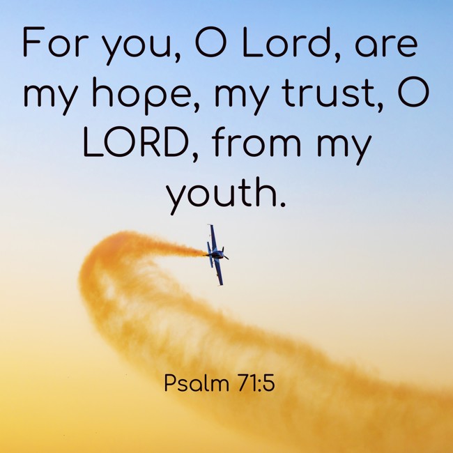 For you, O Lord, are my hope, my trust, O LORD, from my youth. - Psalm 71:5