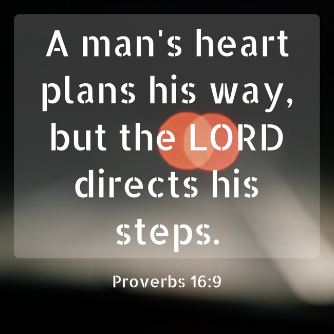 A man's heart plans his way, but the LORD directs his steps. - Proverbs 16:9