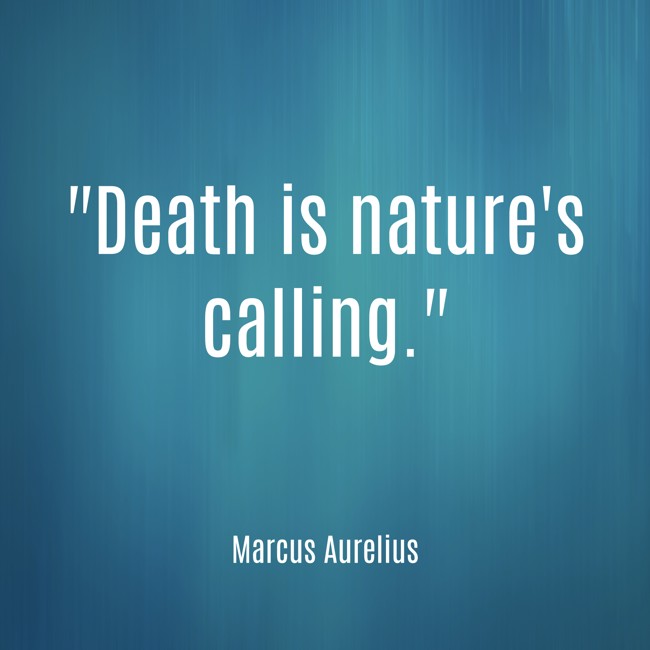  Death is nature's calling.   - Marcus Aurelius 
