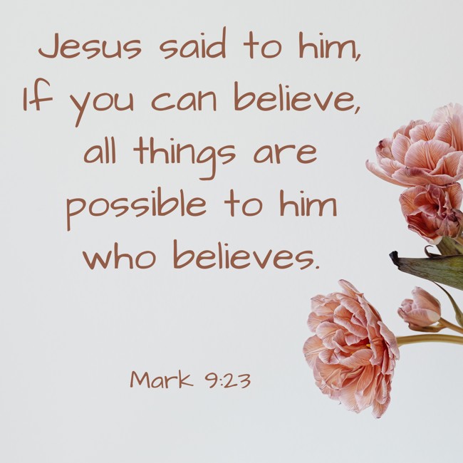  Jesus said to him, If you can believe, all things are possible to him who believes.   - Mark 9:23 