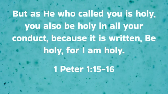  But as He who called you is holy, you also be holy in all your conduct, because it is written, Be holy, for I am holy.   - 1 Peter 1:15-16 