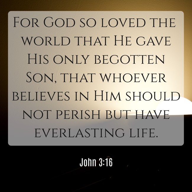 For God so loved the world that He gave His only begotten Son, that whoever believes in Him should not perish but have everlasting life. - John 3:16