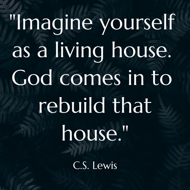 Imagine yourself as a living house. God comes in to rebuild that house. - C.S. Lewis