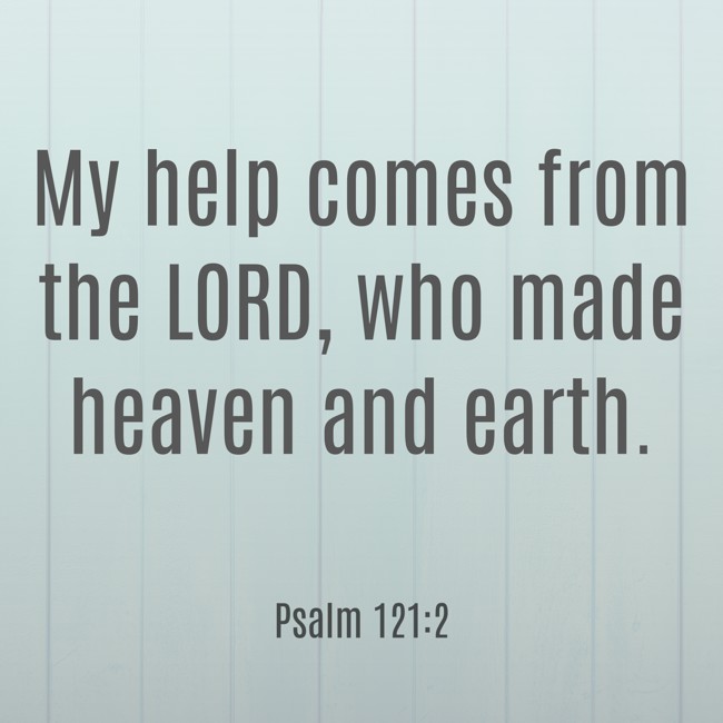 My help comes from the LORD, who made heaven and earth. - Psalm 121:2