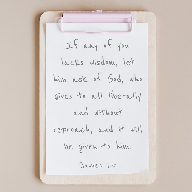 If any of you lacks wisdom, let him ask of God, who gives to all liberally and without reproach, and it will be given to him. - James 1:5