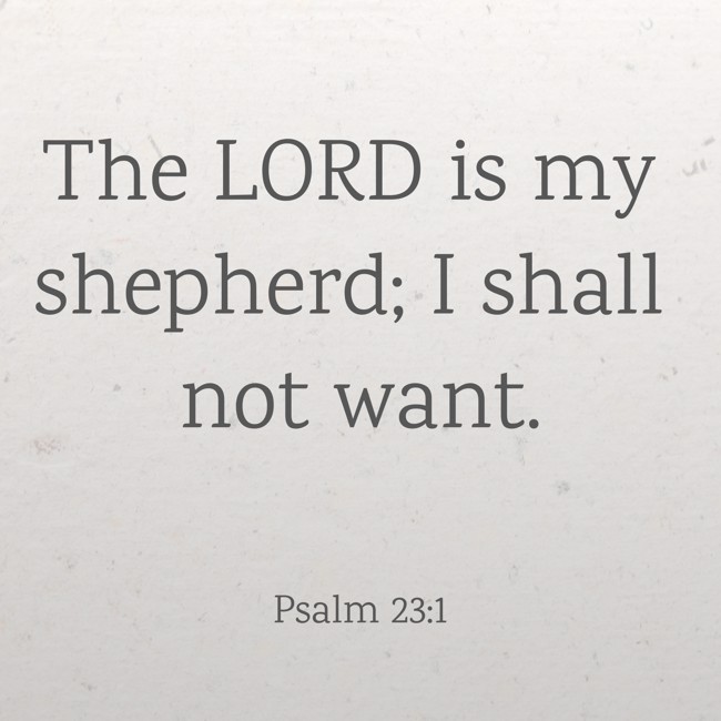 The LORD is my shepherd; I shall not want. - Psalm 23:1
