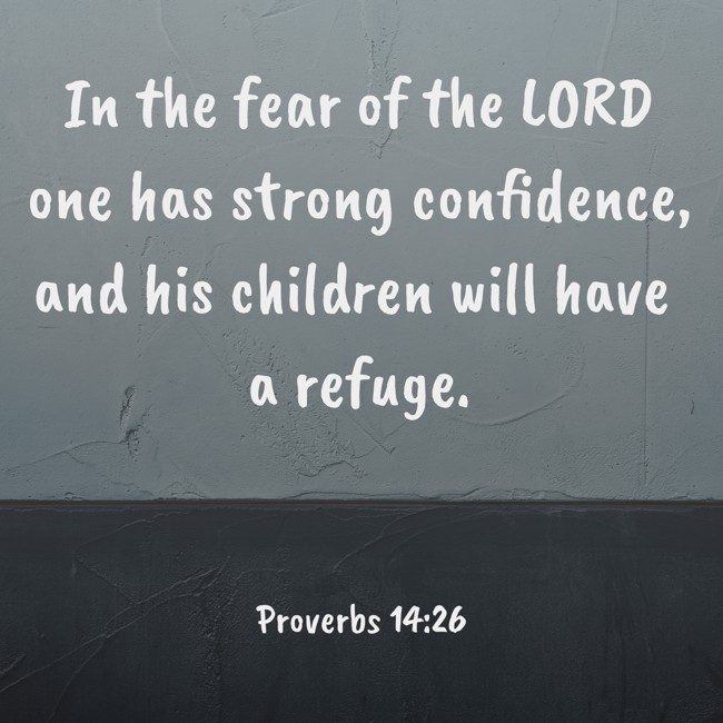In the fear of the LORD one has strong confidence, and his children will have a refuge. - Proverbs 14:26