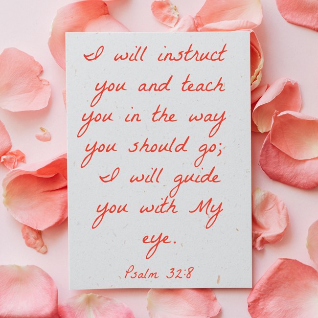  I will instruct you and teach you in the way you should go; I will guide you with My eye.   - Psalm 32:8 