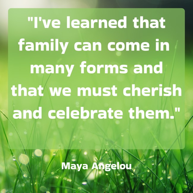I've learned that family can come in many forms and that we must cherish and celebrate them. - Maya Angelou