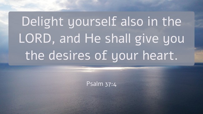  Delight yourself also in the LORD, and He shall give you the desires of your heart.   - Psalm 37:4 