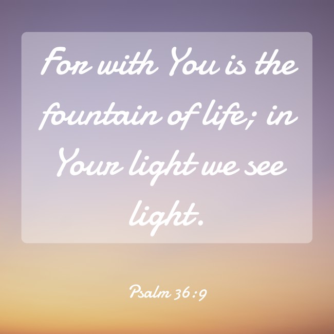  For with You is the fountain of life; in Your light we see light.   - Psalm 36:9 