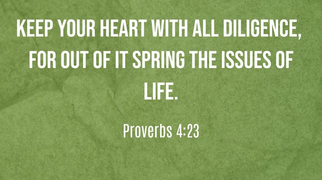  Keep your heart with all diligence, for out of it spring the issues of life.   - Proverbs 4:23 
