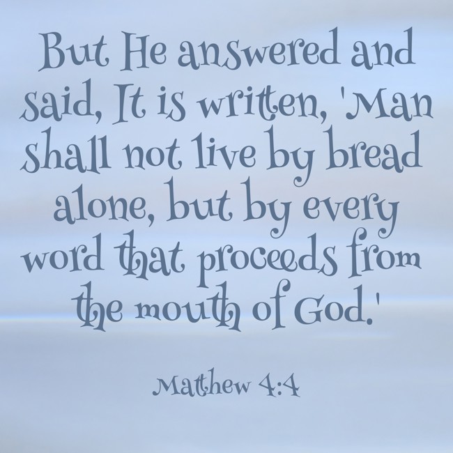  But He answered and said, It is written, 'Man shall not live by bread alone, but by every word that proceeds from the mouth of God.'   - Matthew 4:4 