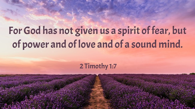  For God has not given us a spirit of fear, but of power and of love and of a sound mind.   - 2 Timothy 1:7 