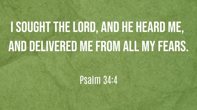  I sought the LORD, and He heard me, and delivered me from all my fears.   - Psalm 34:4 