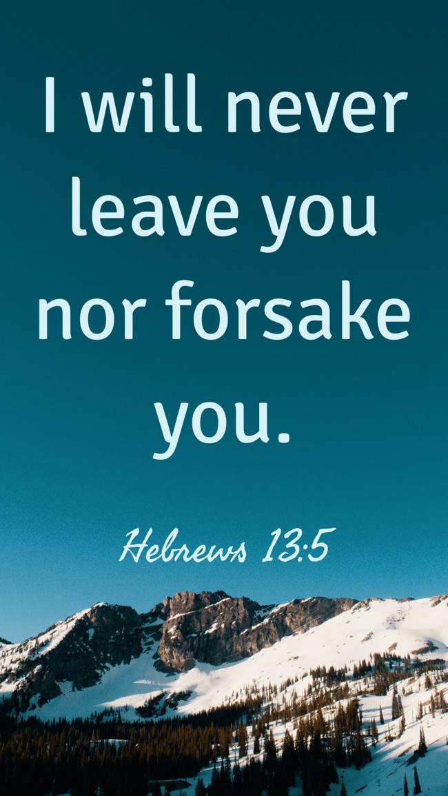 I will never leave you nor forsake you. - Hebrews 13:5