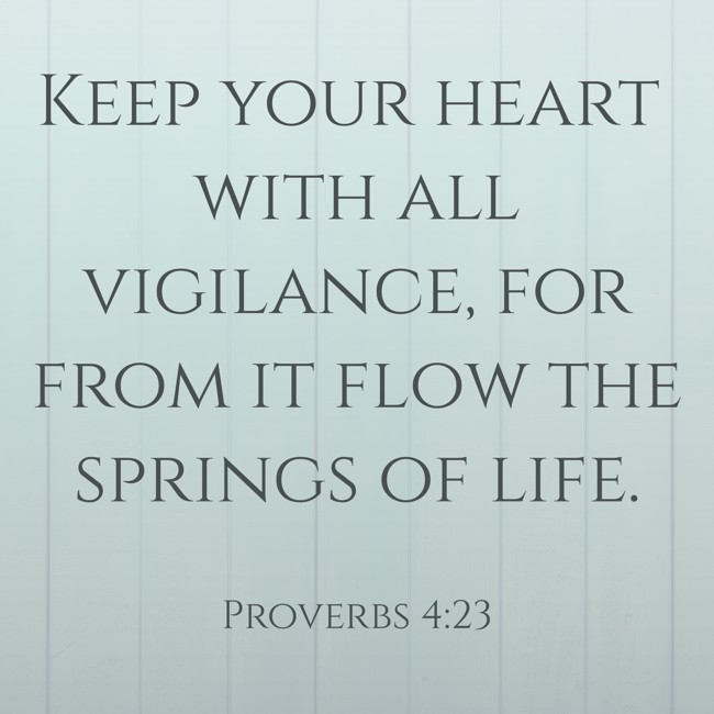 Keep your heart with all vigilance, for from it flow the springs of life. - Proverbs 4:23