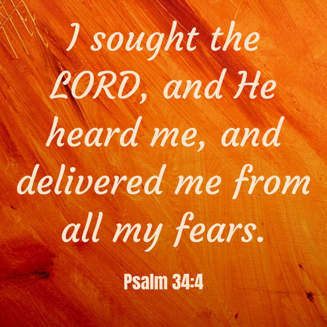 I sought the LORD, and He heard me, and delivered me from all my fears. - Psalm 34:4