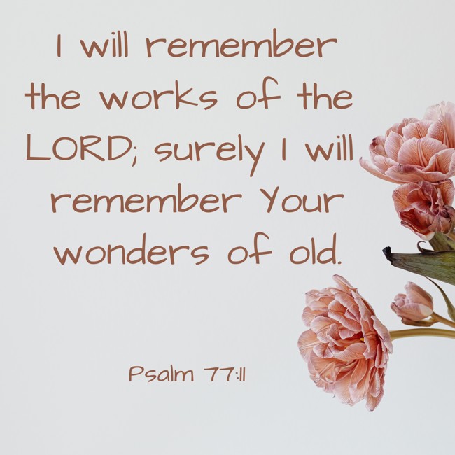 I will remember the works of the LORD; surely I will remember Your wonders of old. - Psalm 77:11