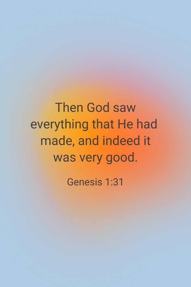 Then God saw everything that He had made, and indeed it was very good. - Genesis 1:31