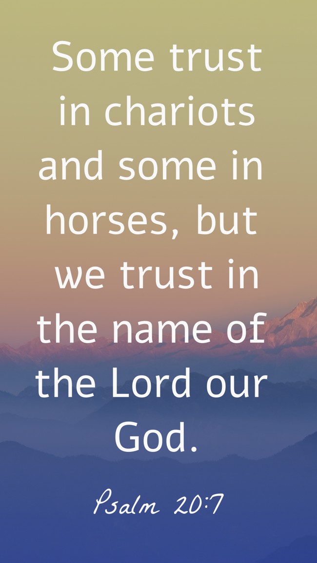 Some trust in chariots and some in horses, but we trust in the name of the Lord our God. - Psalm 20:7