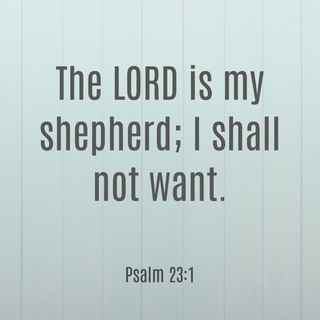 The LORD is my shepherd; I shall not want. - Psalm 23:1