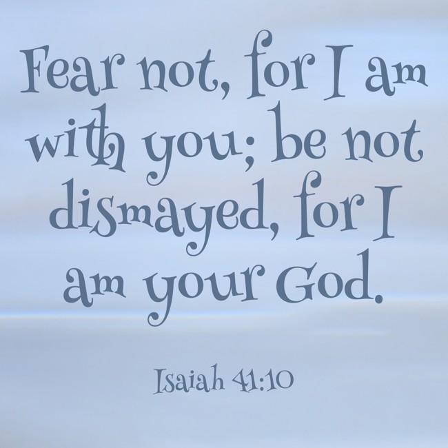 Fear not, for I am with you; be not dismayed, for I am your God. - Isaiah 41:10