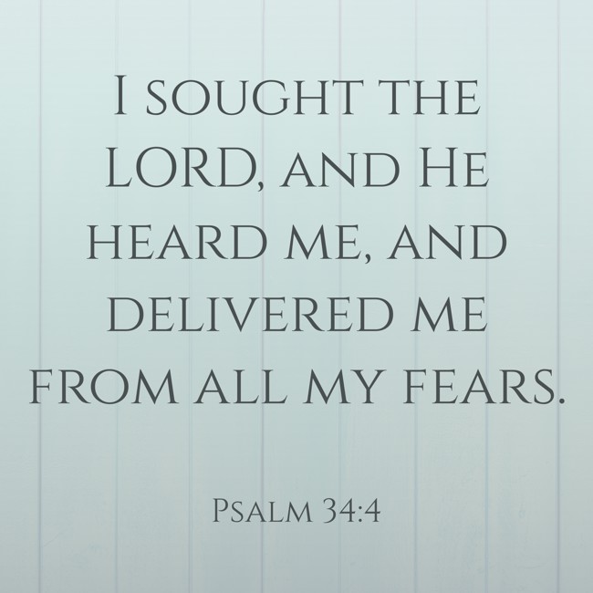 I sought the LORD, and He heard me, and delivered me from all my fears. - Psalm 34:4