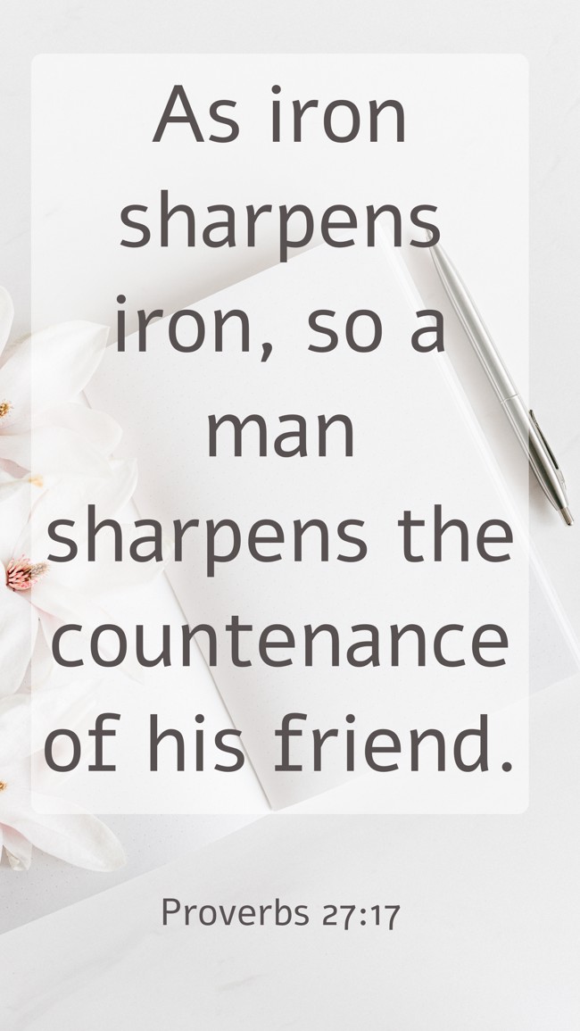 As iron sharpens iron, so a man sharpens the countenance of his friend. - Proverbs 27:17