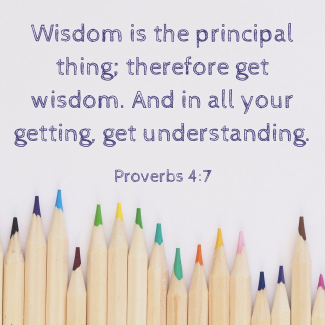 Wisdom is the principal thing; therefore get wisdom. And in all your getting, get understanding. - Proverbs 4:7
