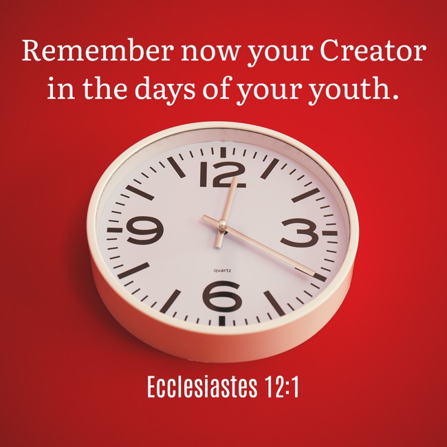 Remember now your Creator in the days of your youth. - Ecclesiastes 12:1