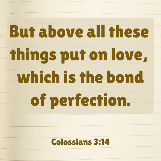But above all these things put on love, which is the bond of perfection. - Colossians 3:14