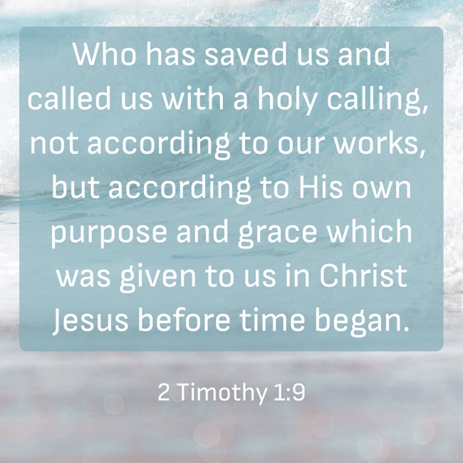 Who has saved us and called us with a holy calling, not according to our works, but according to His own purpose and grace which was given to us in Christ Jesus before time began. - 2 Timothy 1:9