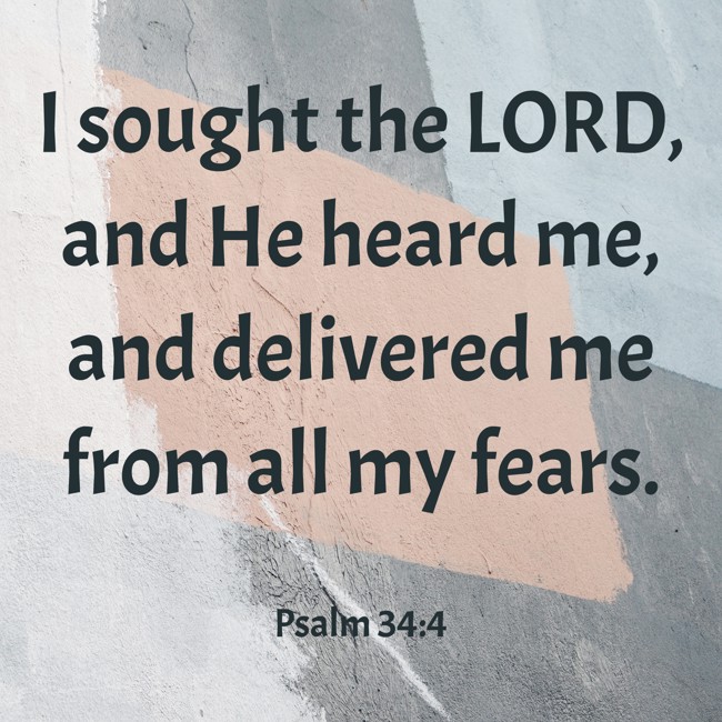 I sought the LORD, and He heard me, and delivered me from all my fears. - Psalm 34:4