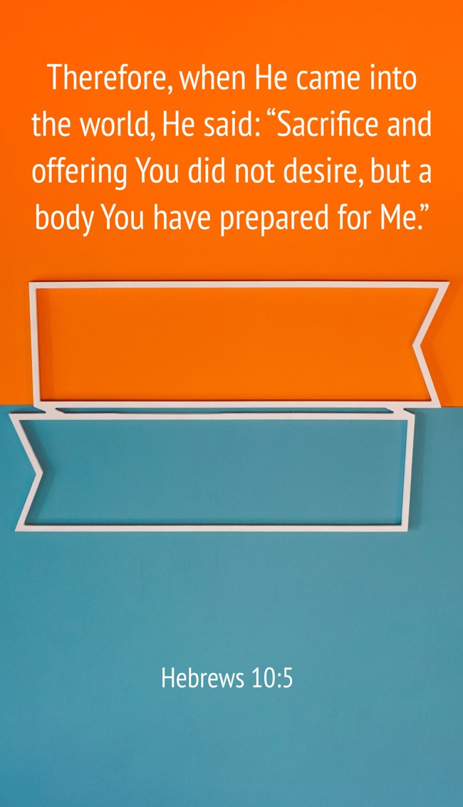 Therefore, when He came into the world, He said: “Sacrifice and offering You did not desire, but a body You have prepared for Me.” - Hebrews 10:5