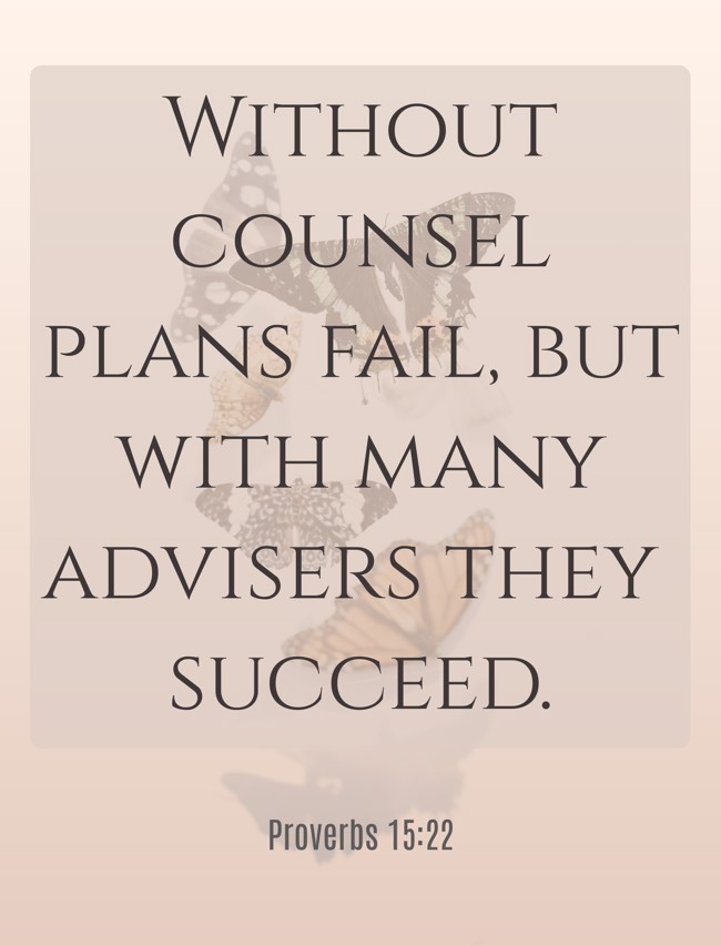 Without counsel plans fail, but with many advisers they succeed. - Proverbs 15:22